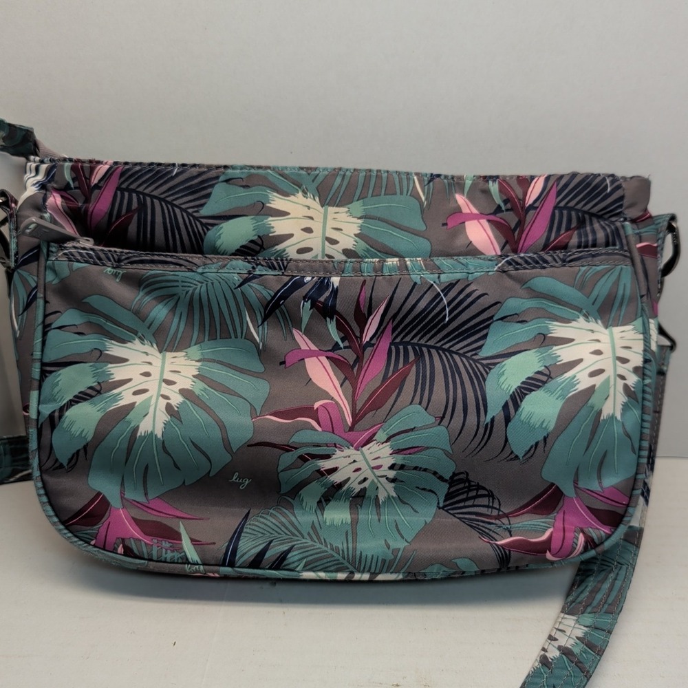 Lug Mambo Crossbody Bag Tropical Leaf Teal Grey - Picture 3 of 16